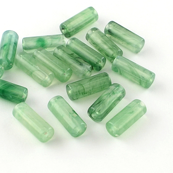 Column Imitation Gemstone Acrylic Beads, Medium Sea Green, 20x8mm, Hole: 2mm, about 480pcs/500g