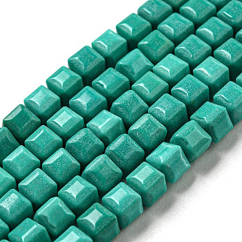 Natural Agate Beads Strands, Dyed, Cube, Dark Turquoise, 4.5x4.5x4.5mm, Hole: 1.2mm, about 88pcs/strand, 15.04''(38.2cm)