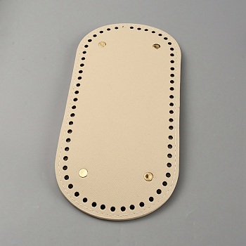 Oval PU Leather Knitting Crochet Bags Nail Bottom Shaper Pad, with Iron Nail, for Bag Bottom Accessories, Wheat, 25.5x12x0.85cm, Hole: 5mm