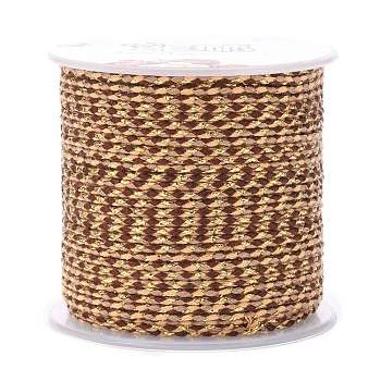 4-Ply Polycotton Cord, Handmade Macrame Cotton Rope, with Gold Wire, for String Wall Hangings Plant Hanger, DIY Craft String Knitting, Brown, 1.5mm, about 21.8 yards(20m)/roll
