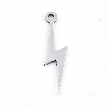 201 Stainless Steel Pendants, Laser Cut, Lightning, Stainless Steel Color, 20x6.5x0.9mm, Hole: 1.6mm