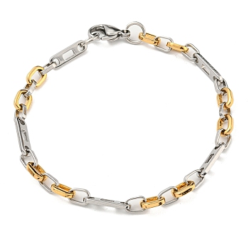 Two Tone 304 Stainless Steel Oval Link Chain Bracelet, Golden & Stainless Steel Color, 8-5/8 inch(21.9cm), Wide: 5.5mm