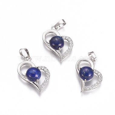 Platinum Heart Lapis Lazuli Pendants