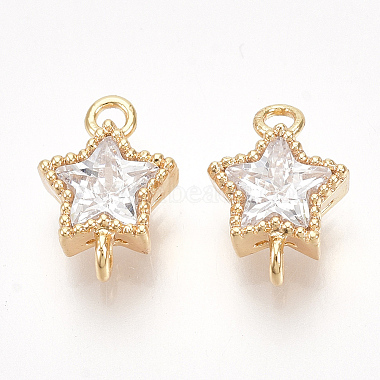 Real 18K Gold Plated Clear Star Brass+Cubic Zirconia Links