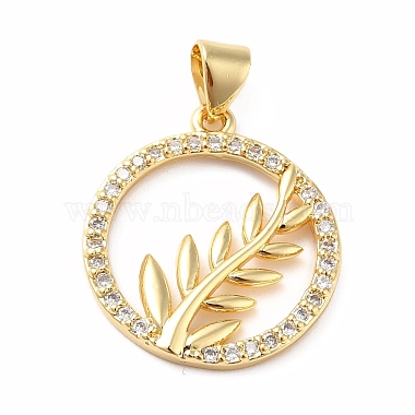 Real 18K Gold Plated Clear Ring Brass+Cubic Zirconia Pendants