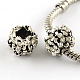 Antique Silver Plated Alloy Rhinestone Flower Large Hole European Beads(X-MPDL-R041-04A)-1