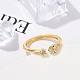 Rack Plating Brass Micro Pave Clear Cubic Zirconia Cuff Rings for Women(RJEW-M028-59G)-5