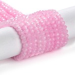 Baking Paint Imitation Jade Glass Bead Strands, Faceted Rondelle, Pearl Pink, 4x3mm, Hole: 0.8~1mm, about 105~110pcs/strand, 38~39cm(DGLA-A034-J4MM-A26)