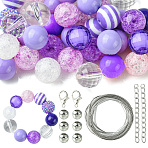 DIY Bubblegum Jewelry Set Making Kits, Including Acrylic & Iron Beads, Alloy Clasp, End Chains, Wire, Medium Purple, 19~20x18.5~19.5mm, Hole: 2~3mm(DIY-CJC0009-08A)