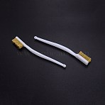 Plastic Derusting Brush, with Brass Wire, White, 17.1x4x1.3cm(AJEW-WH0239-81)
