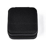 Square PU Leather Jewelry Set Box, Travel Portable Jewelry Case, Zipper Storage Boxes, for Necklaces, Rings, Earrings and Pendants, Black, 10x10x5cm(PAAG-PW0012-05D)