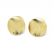 Brass Stud Earrings Findings, with Loop, Cadmium Free & Nickel Free & Lead Free, Long-Lasting Plated, Flat Round, Real 18K Gold Plated, 20x1mm, Hole: 1.5mm(KK-O123-B)