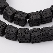 Synthetic Lava Rock Bead Strands, Cube, Dyed, Black, 8x8x8mm, Hole: 2mm, about 45pcs/strand, 16 inch(G-N0104-8mm-18)