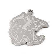 304 Stainless Steel Pendants, Pterosaur Charm, Stainless Steel Color, 21.5x22x1.5mm, Hole: 1mm(STAS-C095-34P)