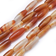 Natural Red Agate Beads Strands, Dyed & Heated, Rice, Chocolate, 21~24x8~8.5mm, Hole: 2~2.5mm, about 17~18pcs/strand, 14.9 inch~15.3 inch(38~39cm)(G-I245-26C)