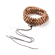 Mala Bead Bracelet, 108 Cypress Round Beaded Stretch Bracelet, Prayer Meditation Jewelry for Men Women, BurlyWood, 34-5/8 inch(88cm)(BJEW-G641-01B)