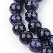 Synthetic Blue Goldstone Beads Strands, Round, 4~4.5mm, Hole: 0.8mm, about 96pcs/strand, 14.5~15 inch(G-Q462-4mm-28)