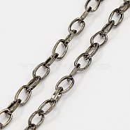 Iron Cable Chains, Unwelded, with Spool, Flat Oval, Gunmetal, 6.9x3.8x0.9mm, about 164.04 Feet(50m)/roll(CHT027Y-B)