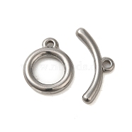 Non-Tarnish 304 Stainless Steel Toggle Clasps, Ring, Stainless Steel Color, 14x11.5x2mm, Hole: 2mm, Bar: 18.8x8x2mm(STAS-Q324-08P)