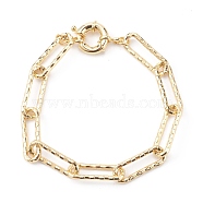 Brass Textured Paperclip Chain Bracelets, with Spring Ring Clasps, Golden, 7-3/4 inch(19.6cm)(BJEW-JB06063)