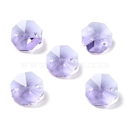 Electroplate Glass Links Connectors, Faceted, for Chandelier Prism Beads Chain, DIY Craft Jewelry Decoration, Octagon, Lavender, 14x14x7.5mm, Hole: 1.6mm(EGLA-I014-01H)