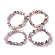 Natural Pink Opal Bead Stretch Bracelets, Tumbled Stone, Nuggets, 2~2-1/4 inch(5.2~5.6cm), Bead: 7~13x6~10mm(X-BJEW-K213-46)