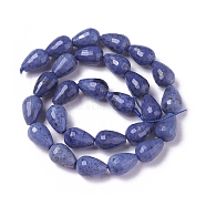 Natural Dumortierite Quartz Beads Strands, Faceted, Drop, 14~15x10~10.5mm, Hole: 1mm, about 25pcs/strand, 15.15 inch(G-P422-30)