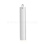 Anti-Tarnish 304 Stainless Steel Pendants, with Jump Ring, Manual Polishing, Rectangle Charm, Stamping Blank Tag, Stainless Steel Color, 40x7x1.5mm, Hole: 3mm(STAS-I311-14A-P)