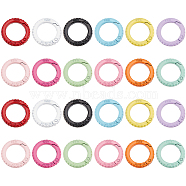 Elite 24Pcs 12 Colors Zinc Alloy Spring Gate Rings, Round Wheel, Mixed Color, 25x5mm, 2pcs/color(FIND-PH0017-35)