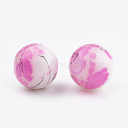 Drawbench & Baking Painted Glass Beads Strands, Round, Fuchsia, 6mm, Hole: 1mm, about 130pcs/strand, 31.4 inch(X-GLAA-S176-6mm-09)