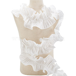 Polyester Organza Wavy Lace, Pleated Lace Trim, Ruffle Fabric, Costume Dress Accessories, White, 170mm, about 3 Yards/strand(WH-WG75920-01)