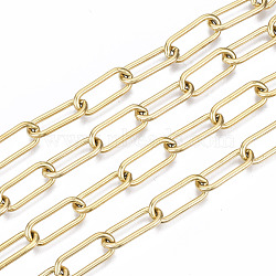 3.28 Feet Vacuum Plating 304 Stainless Steel Paperclip Chains, Drawn Elongated Cable Chains, Unwelded, Oval, Golden, 17x7x2mm(X-CHS-N001-02G)