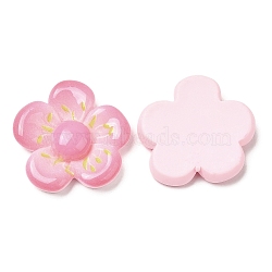 Opaque Resin Cabochons, Flower, Hot Pink, 27x27x6mm(RESI-G072-04C)