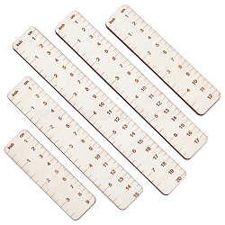 1 Set Wooden Rulers, Rectangle, Floral White, 95~202x29x4.5mm, 5pcs/set(AJEW-BC0007-38)