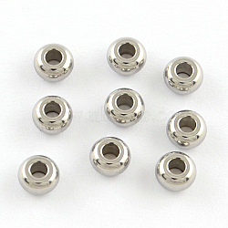 201 Stainless Steel Rondelle Spacer Beads, Stainless Steel Color, 5x3mm, Hole: 2mm(X-STAS-R064-43)