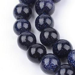 Synthetic Blue Goldstone Beads Strands, Round, 4~4.5mm, Hole: 0.8mm, about 96pcs/strand, 15.5 inches(G-Q462-4mm-28)