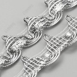 10 Yards Polyester Braided Metallic Lace Trim, for Curtain, Clothes Decoration, Silver, 3/4 inch(18mm)(DIY-WH0491-47A-01)
