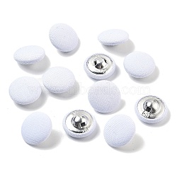 Cloth Shank Buttons, with Zinc Alloy Findings, Flat Round, for Overcoat Garment Accessories, 1-Hole, White, 17x8mm, Hole: 2x2mm(BUTT-XCP0001-12A)