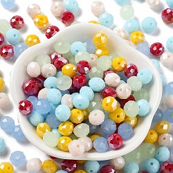 Glass Beads, Faceted, Rondelle, Mixed Color, 8x6mm, Hole: 1mm, about 145pcs/60g(EGLA-A034-SM8mm-62)