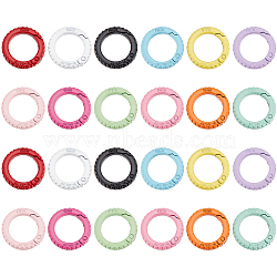 Elite 24Pcs 12 Colors Zinc Alloy Spring Gate Rings, Round Wheel, Mixed Color, 25x5mm, 2pcs/color(FIND-PH0017-35)