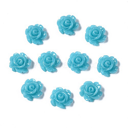 Resin Cabochons, Flower, Deep Sky Blue, 7x3mm(CRES-B3462-A129)