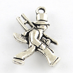 Tibetan Style Alloy Pendants, Man with Ladder, Cadmium Free & Lead Free, Antique Silver, 20x14x4mm, Hole: 1.5mm, about 574pcs/1000g(TIBEP-Q054-08AS-RS)