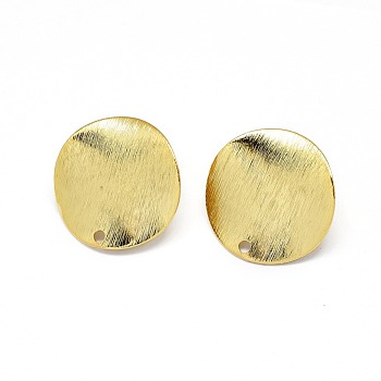 Brass Stud Earrings Findings, with Loop, Cadmium Free & Nickel Free & Lead Free, Long-Lasting Plated, Flat Round, Real 18K Gold Plated, 20x1mm, Hole: 1.5mm