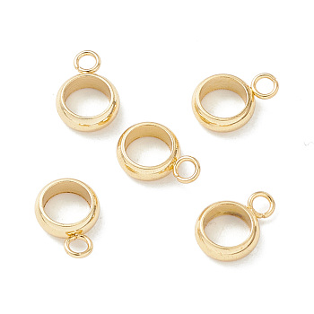 201 Stainless Steel Tube Bails, Loop Bails, Ring Bail Beads, Real 18K Gold Plated, 10x7x2.5mm, Hole: 1.6mm