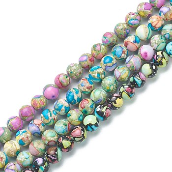 Assembled Natural & Dyed Magnesite Beads, Round, Mixed Color, 8mm, Hole: 1.2mm, about 49pcs/strand, 15.35 inch(39cm)