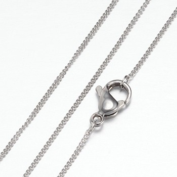 304 Stainless Steel Curb Chain Necklaces, with Lobster Claw Clasps, Stainless Steel Color, 19.8 inch(50.5cm)