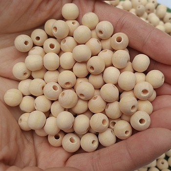 500Pcs Wood Beads, Round, Moccasin, 10mm, Hole: 3mm