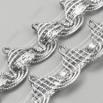 10 Yards Polyester Braided Metallic Lace Trim, for Curtain, Clothes Decoration, Silver, 3/4 inch(18mm)