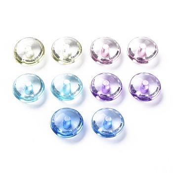 Transparent Acrylic Beads, Flat Round, Mixed Color, 14x7mm, Hole: 2mm, about 615pcs/500g