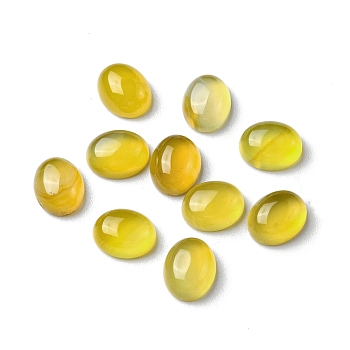 Natural Yellow Agate Cabochons, Oval, 10x8x4.5mm